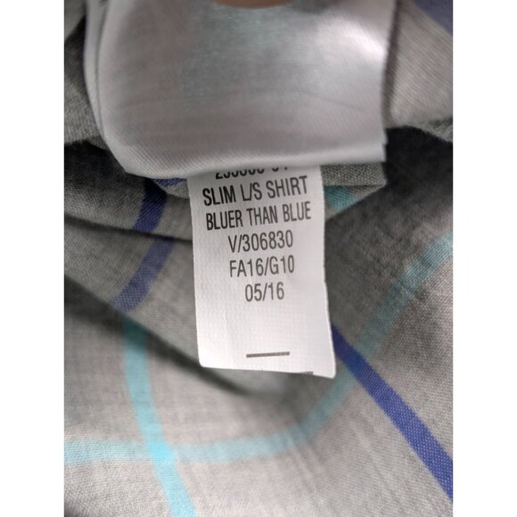 Old Navy Mens Slim Fit Gray Plaid Button-Down Shirt X-Large Long Sleeve Cotton - Picture 10 of 11